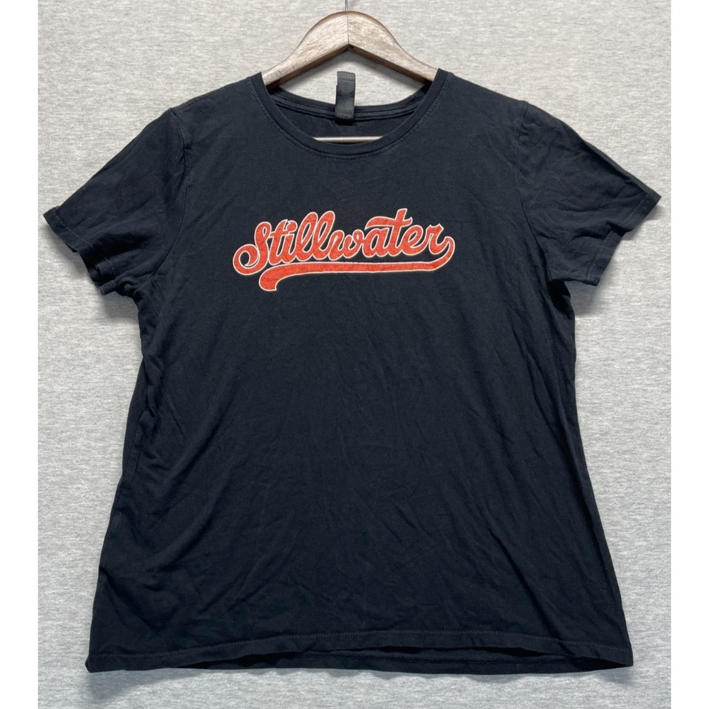 Gildan Softstyle T Shirt Unisex Medium Black Graphic Print Stillwater Cotton